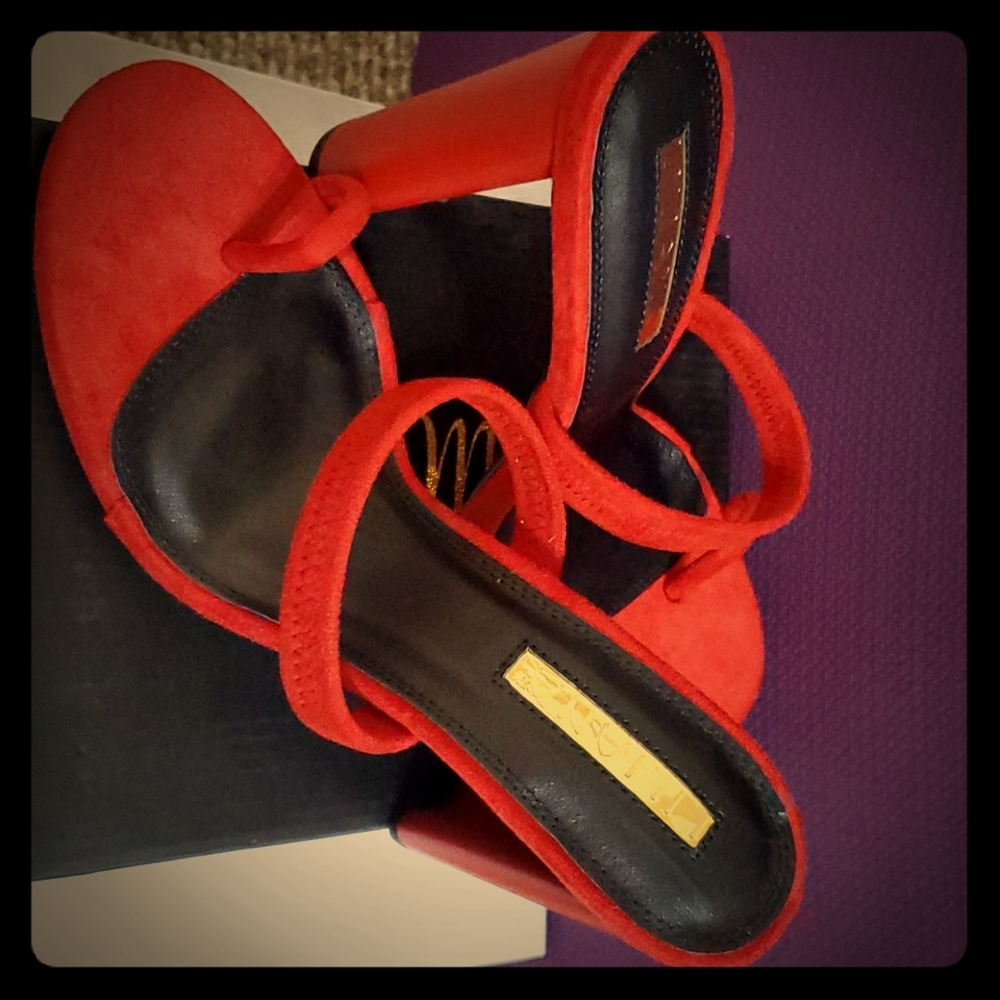 Red heel sandals